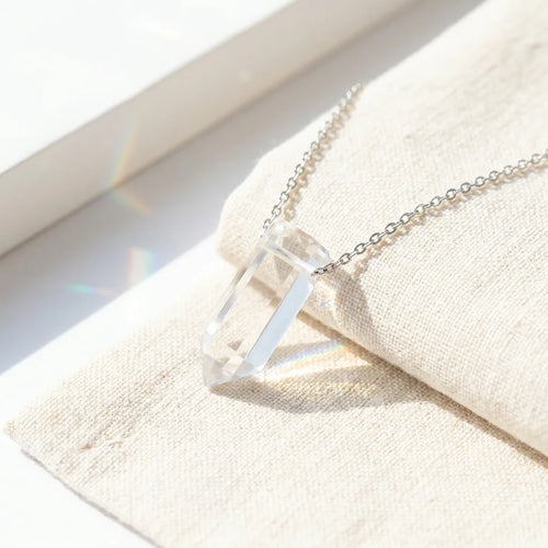 Clear Quartz Vitality Charm - clear crystal energy pet necklace for active dogs and cats